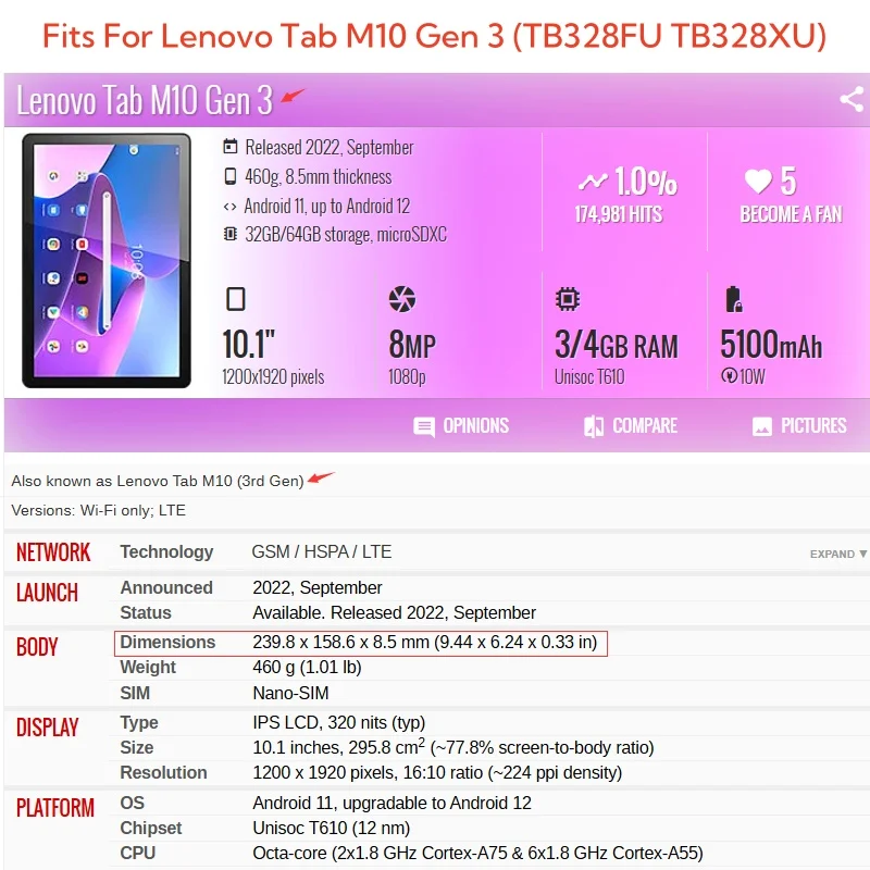 Capa For Lenovo Tab M10 3rd Ge - огляд і ціна Lenovo Tablet With Accessories