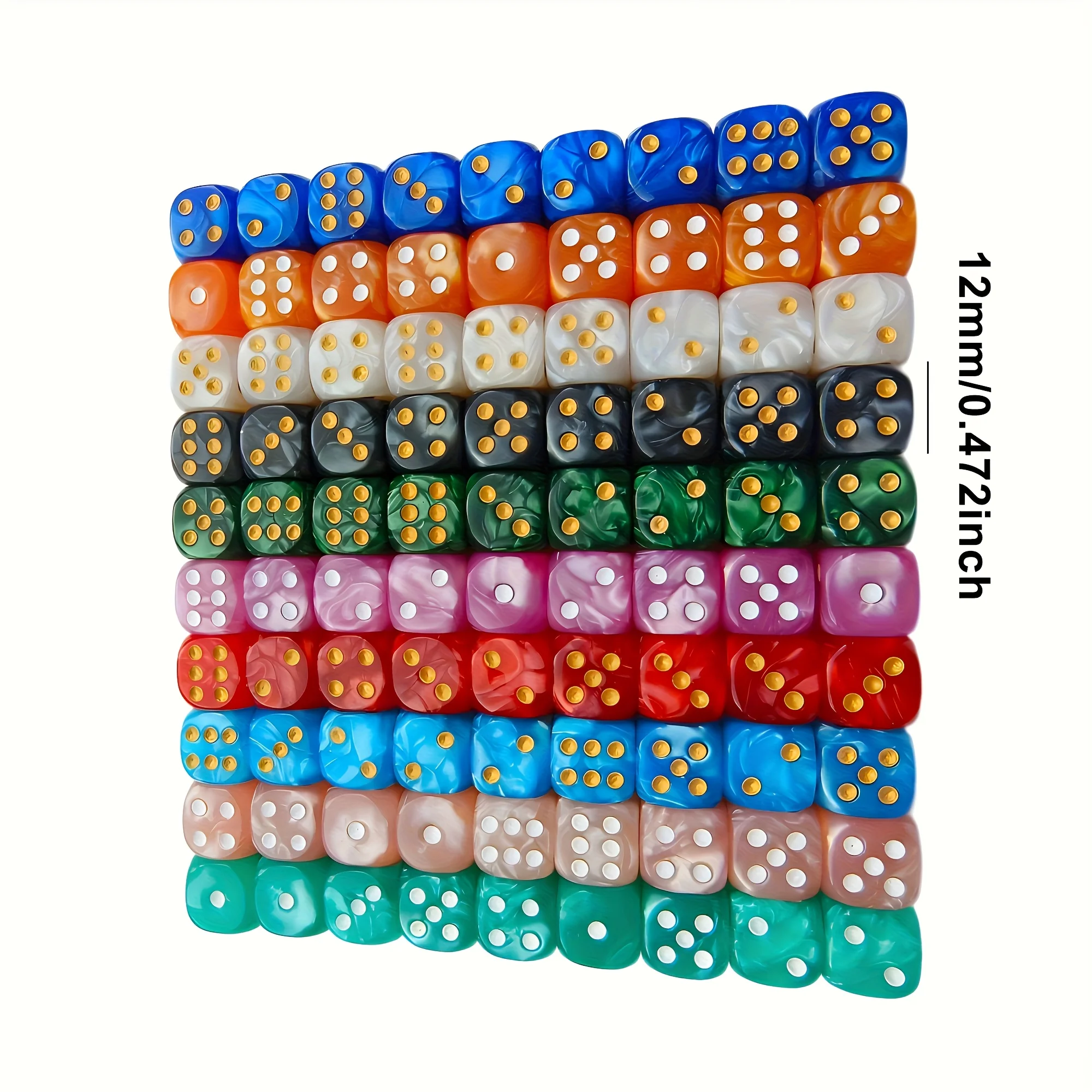 10Pcs 12mm Pearl Swirl D6 Dice - огляд і ціна Tablet Gaming Accessories
