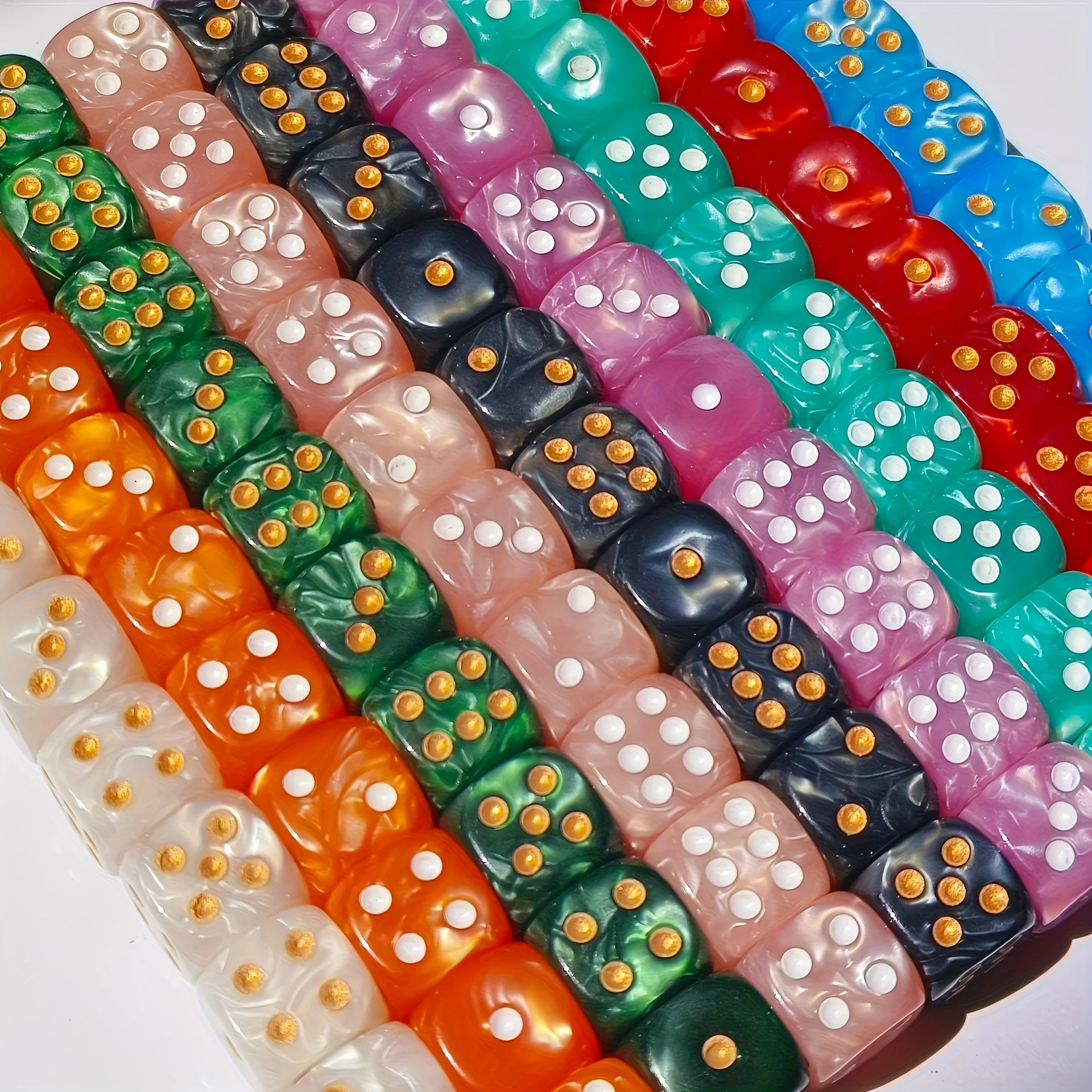 10Pcs 12mm Pearl Swirl D6 Dice - огляд і ціна Tablet Gaming Accessories