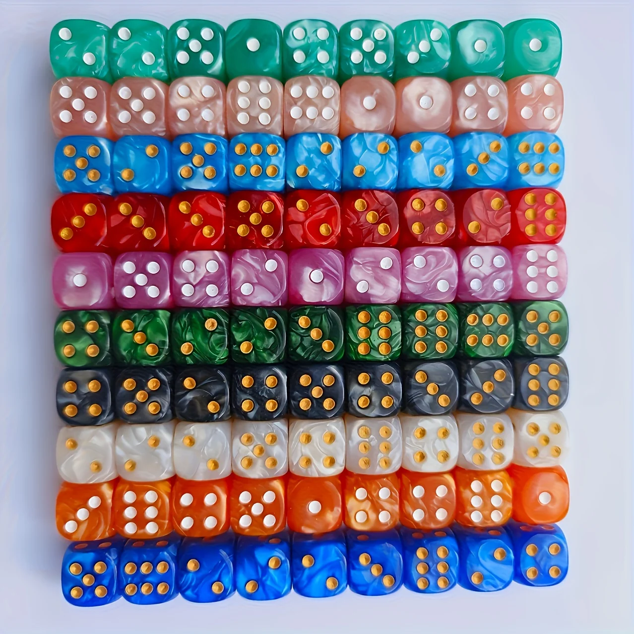 10Pcs 12mm Pearl Swirl D6 Dice - огляд і ціна Tablet Gaming Accessories